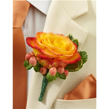 Orange Rose Boutonniere